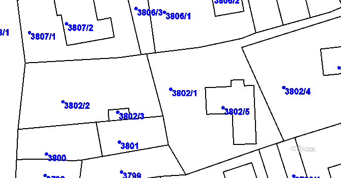 Parcela st. 3802/1 v KÚ Střekov, Katastrální mapa