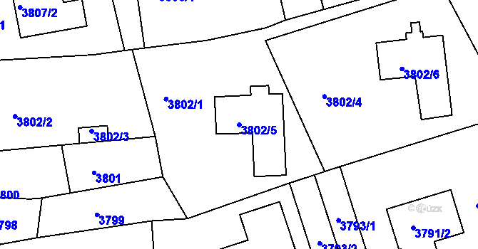 Parcela st. 3802/5 v KÚ Střekov, Katastrální mapa