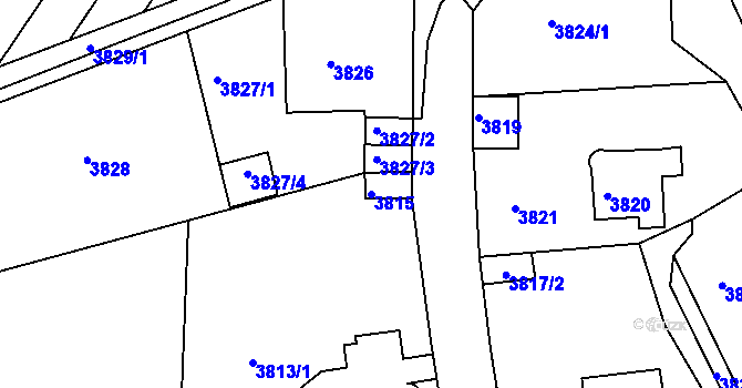 Parcela st. 3815 v KÚ Střekov, Katastrální mapa