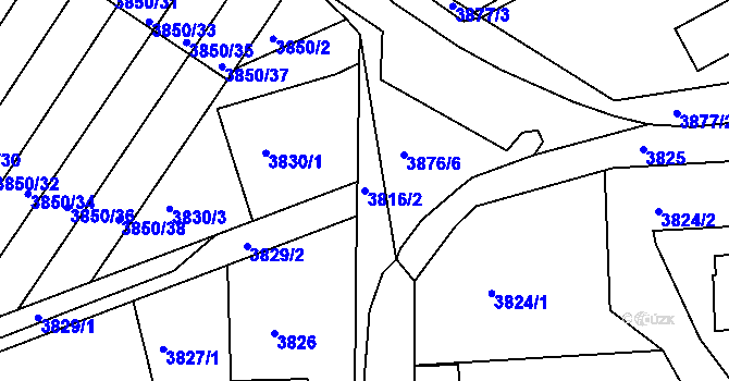 Parcela st. 3816/2 v KÚ Střekov, Katastrální mapa