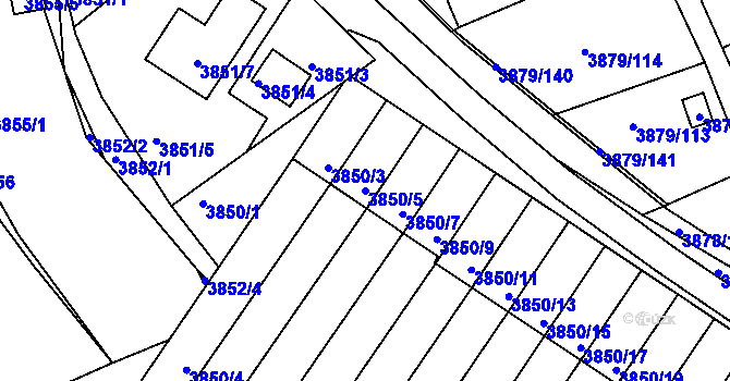 Parcela st. 3850/5 v KÚ Střekov, Katastrální mapa