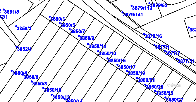 Parcela st. 3850/13 v KÚ Střekov, Katastrální mapa