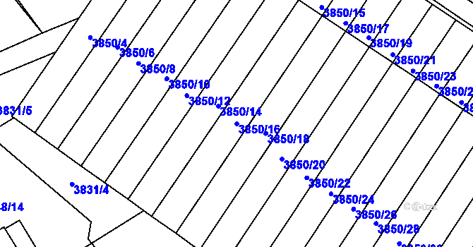 Parcela st. 3850/16 v KÚ Střekov, Katastrální mapa