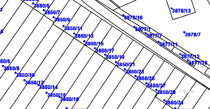 Parcela st. 3850/19 v KÚ Střekov, Katastrální mapa