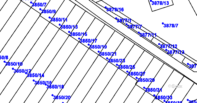 Parcela st. 3850/21 v KÚ Střekov, Katastrální mapa