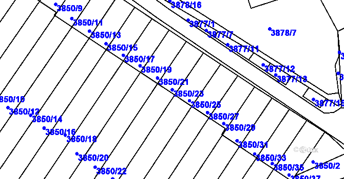 Parcela st. 3850/23 v KÚ Střekov, Katastrální mapa