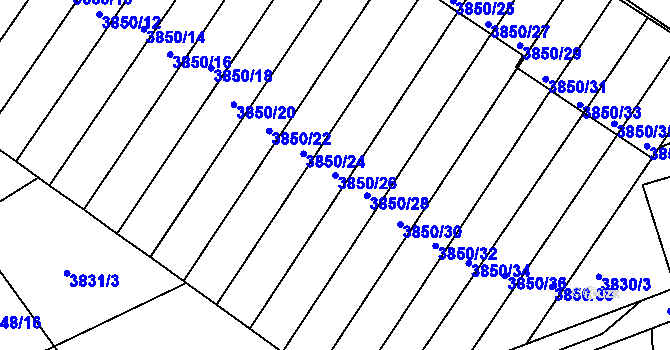 Parcela st. 3850/26 v KÚ Střekov, Katastrální mapa