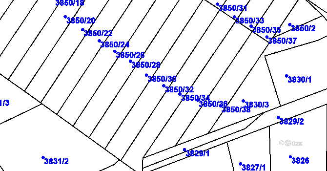 Parcela st. 3850/32 v KÚ Střekov, Katastrální mapa
