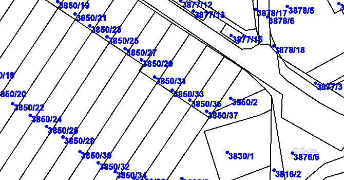 Parcela st. 3850/33 v KÚ Střekov, Katastrální mapa