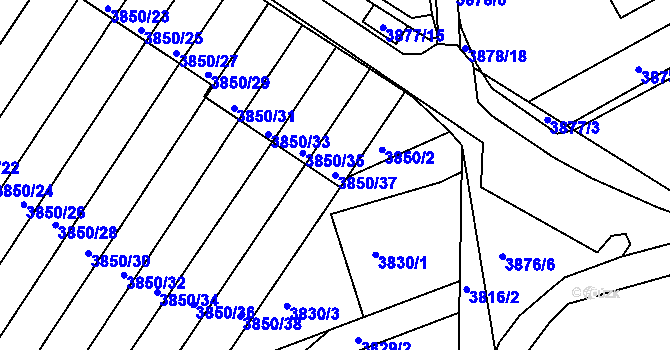 Parcela st. 3850/37 v KÚ Střekov, Katastrální mapa