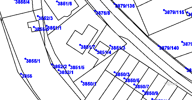 Parcela st. 3851/4 v KÚ Střekov, Katastrální mapa