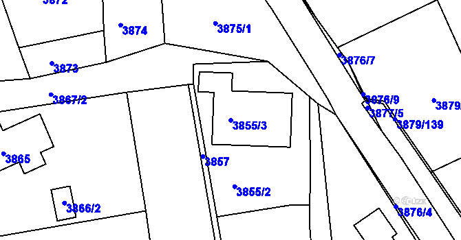 Parcela st. 3855/3 v KÚ Střekov, Katastrální mapa