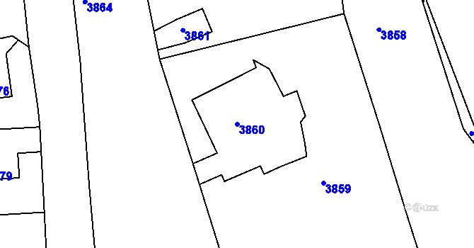 Parcela st. 3860 v KÚ Střekov, Katastrální mapa