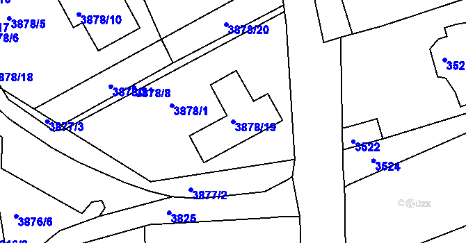 Parcela st. 3878/19 v KÚ Střekov, Katastrální mapa