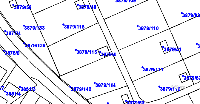 Parcela st. 3879/4 v KÚ Střekov, Katastrální mapa