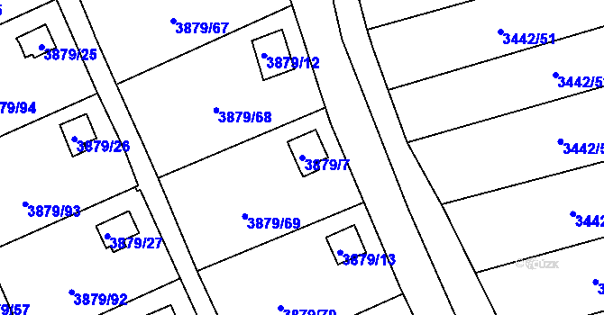Parcela st. 3879/7 v KÚ Střekov, Katastrální mapa