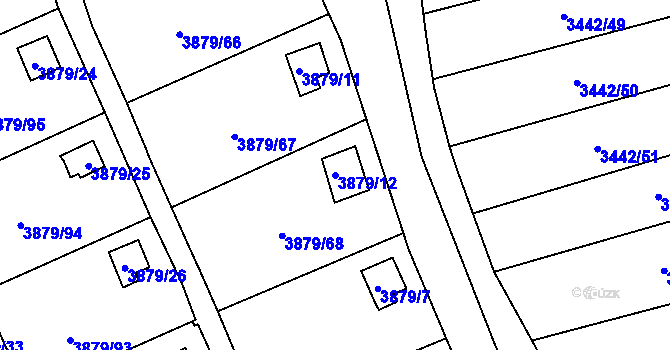 Parcela st. 3879/12 v KÚ Střekov, Katastrální mapa