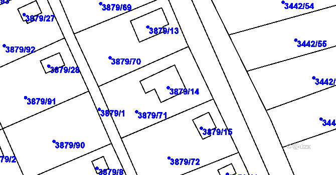 Parcela st. 3879/14 v KÚ Střekov, Katastrální mapa