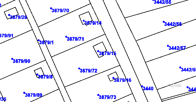Parcela st. 3879/15 v KÚ Střekov, Katastrální mapa