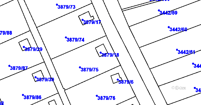 Parcela st. 3879/18 v KÚ Střekov, Katastrální mapa