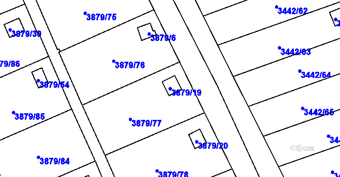 Parcela st. 3879/19 v KÚ Střekov, Katastrální mapa