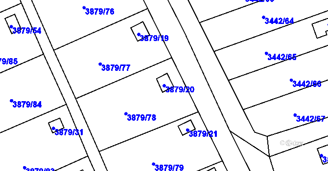 Parcela st. 3879/20 v KÚ Střekov, Katastrální mapa