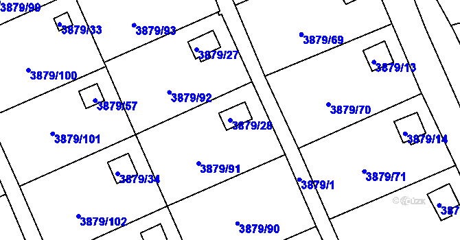 Parcela st. 3879/28 v KÚ Střekov, Katastrální mapa