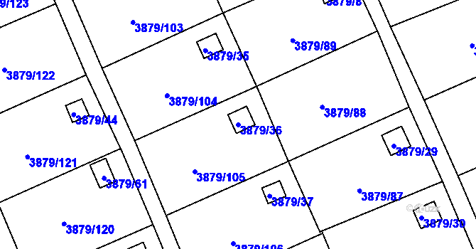 Parcela st. 3879/36 v KÚ Střekov, Katastrální mapa