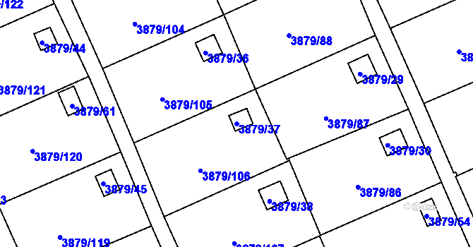 Parcela st. 3879/37 v KÚ Střekov, Katastrální mapa