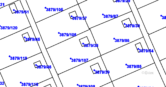 Parcela st. 3879/38 v KÚ Střekov, Katastrální mapa