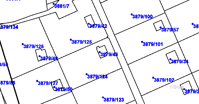 Parcela st. 3879/43 v KÚ Střekov, Katastrální mapa
