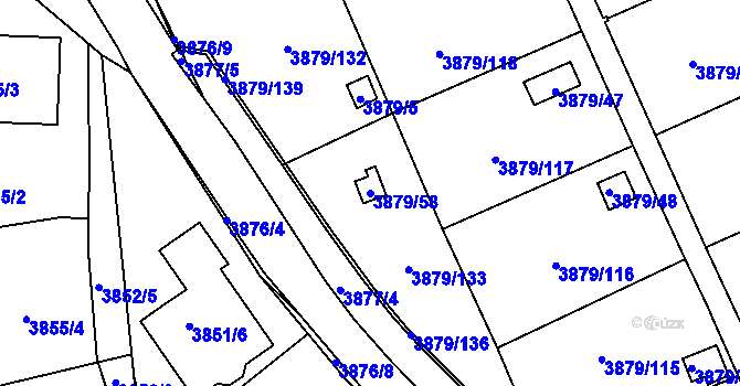 Parcela st. 3879/58 v KÚ Střekov, Katastrální mapa