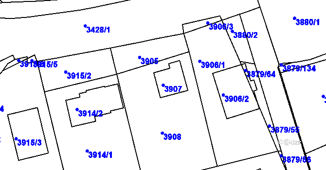 Parcela st. 3907 v KÚ Střekov, Katastrální mapa