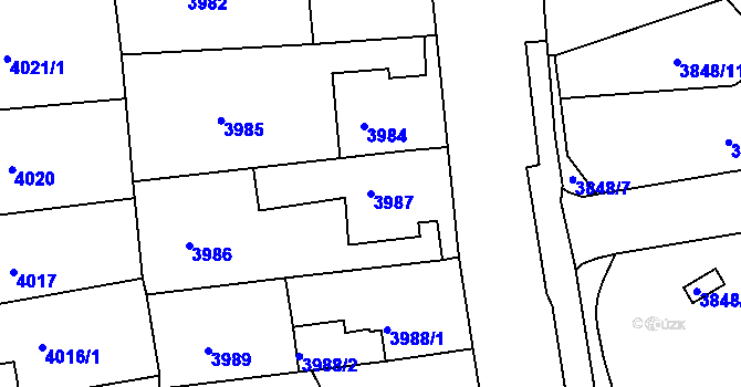 Parcela st. 3987 v KÚ Střekov, Katastrální mapa
