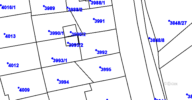 Parcela st. 3992 v KÚ Střekov, Katastrální mapa