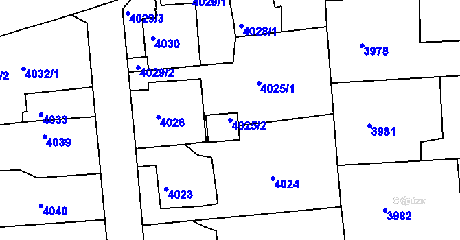Parcela st. 4025/2 v KÚ Střekov, Katastrální mapa