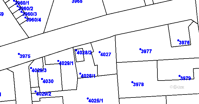 Parcela st. 4027 v KÚ Střekov, Katastrální mapa