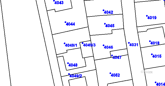 Parcela st. 4049/3 v KÚ Střekov, Katastrální mapa
