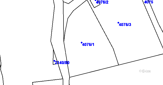 Parcela st. 4076/1 v KÚ Střekov, Katastrální mapa