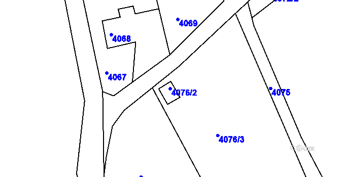 Parcela st. 4076/2 v KÚ Střekov, Katastrální mapa