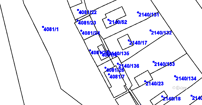 Parcela st. 4081/4 v KÚ Střekov, Katastrální mapa