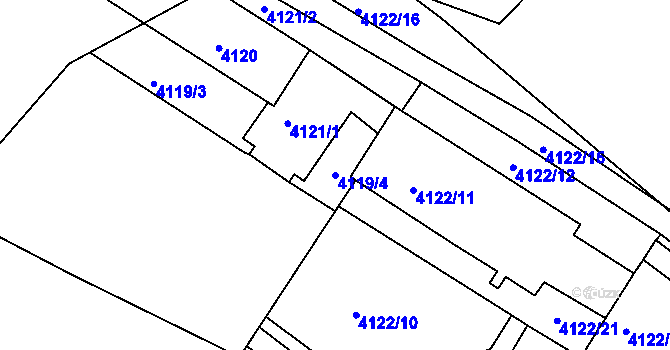 Parcela st. 4119/4 v KÚ Střekov, Katastrální mapa