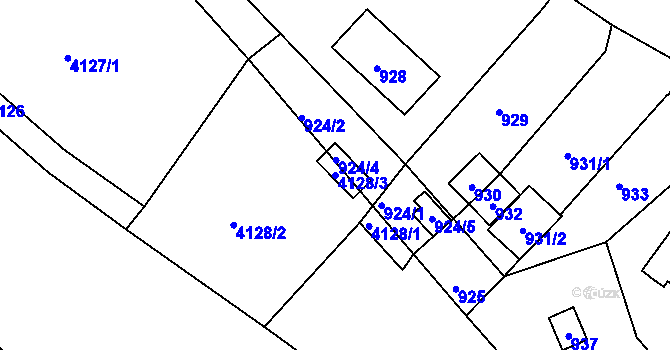 Parcela st. 4128/3 v KÚ Střekov, Katastrální mapa