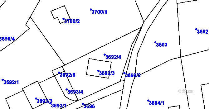 Parcela st. 3692/4 v KÚ Střekov, Katastrální mapa