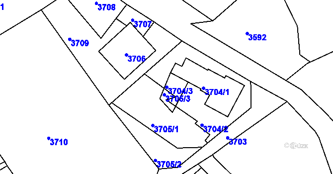 Parcela st. 3704/3 v KÚ Střekov, Katastrální mapa