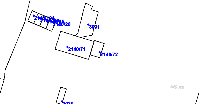 Parcela st. 2140/72 v KÚ Střekov, Katastrální mapa