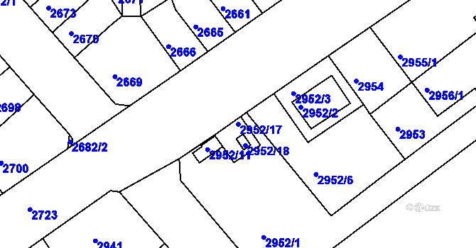 Parcela st. 2952/17 v KÚ Střekov, Katastrální mapa