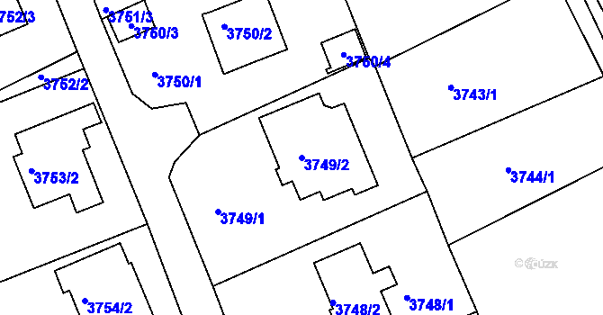 Parcela st. 3749/2 v KÚ Střekov, Katastrální mapa
