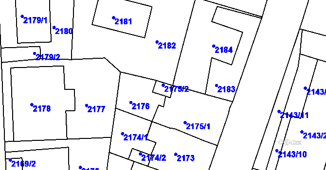 Parcela st. 2175/2 v KÚ Střekov, Katastrální mapa