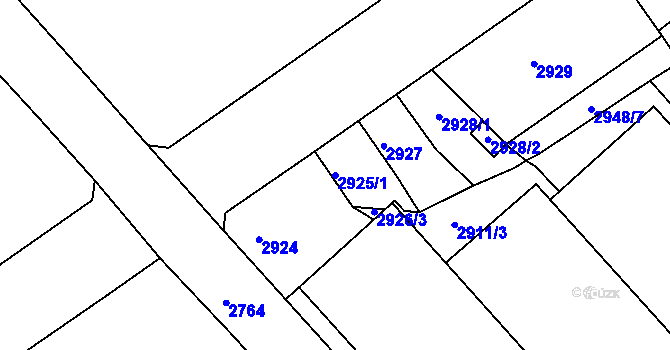 Parcela st. 2925/1 v KÚ Střekov, Katastrální mapa
